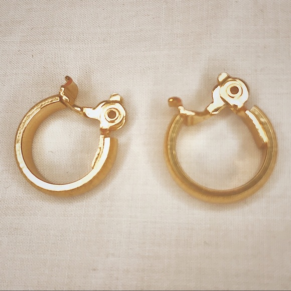 Monet Small Gold Tint Hoop Clip Earrings - Picture 2 of 4